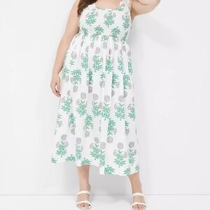 Lane Bryant Women’s Smocked-Bodice Midi Floral 100% Cotton Dress, Size 18/20